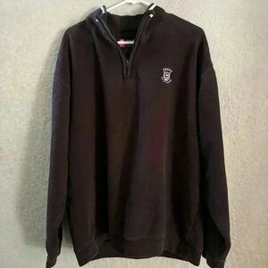 Vintage 90S Chaps Ralph Lauren Quarter Zip Sweatshirt Black Large
